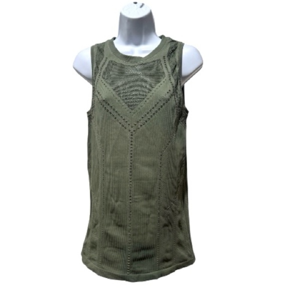 Athleta Olive Green Sleeveless Knit Mesh Tank Top | XL